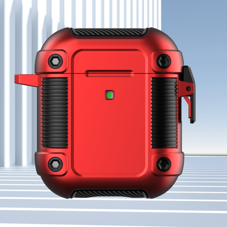 Tank TPU+PC Wireless Earphone Protective Case For AirPods 2(Red)