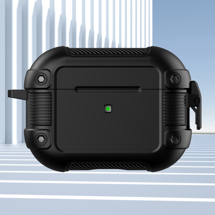 Tank TPU+PC Wireless Earphone Protective Case For AirPods Pro(Black)