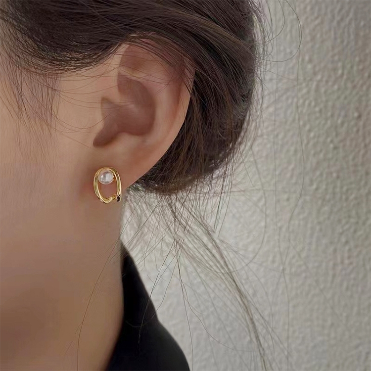 Temperament Ladies Light Luxury Pearl Double Layer Earrings Diamond Earrings, Specification:EH0939