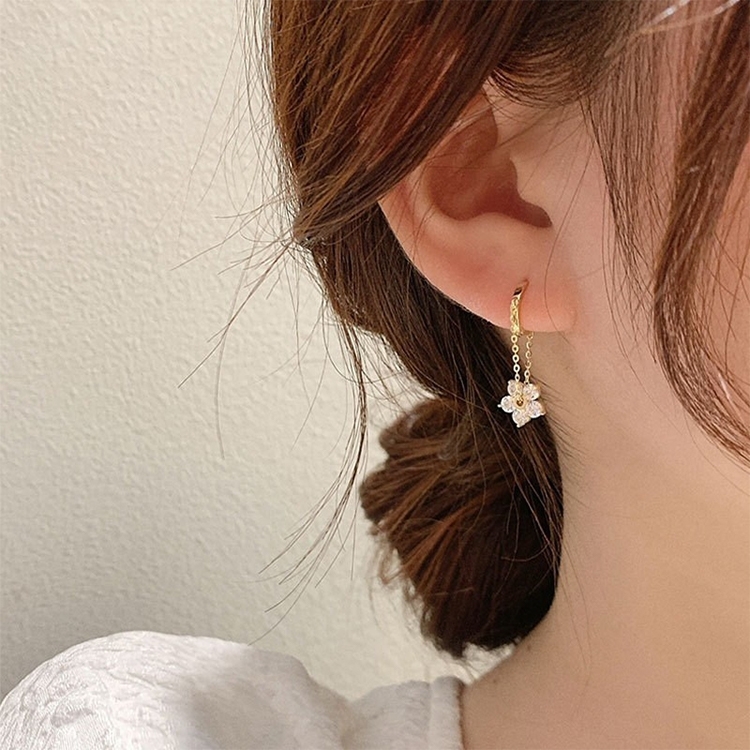 Temperament Ladies Light Luxury Pearl Double Layer Earrings Diamond Earrings, Specification:EH1034