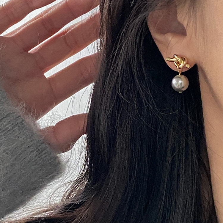 Temperament Ladies Light Luxury Pearl Double Layer Earrings Diamond Earrings, Specification:EH1667