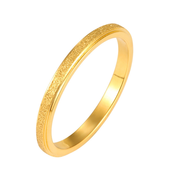 Three Lifetimes Titanium Steel Couple Rings Very Fine Frosted Ring, Size: US Size 5(Golden)
