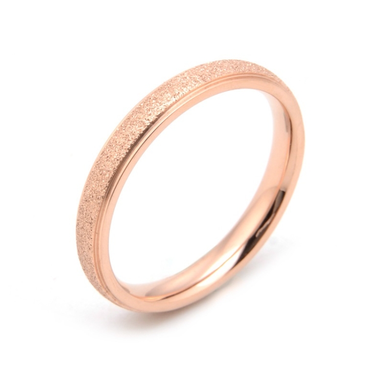 Three Lifetimes Titanium Steel Couple Rings Very Fine Frosted Ring, Size: US Size 8(Rose Gold)
