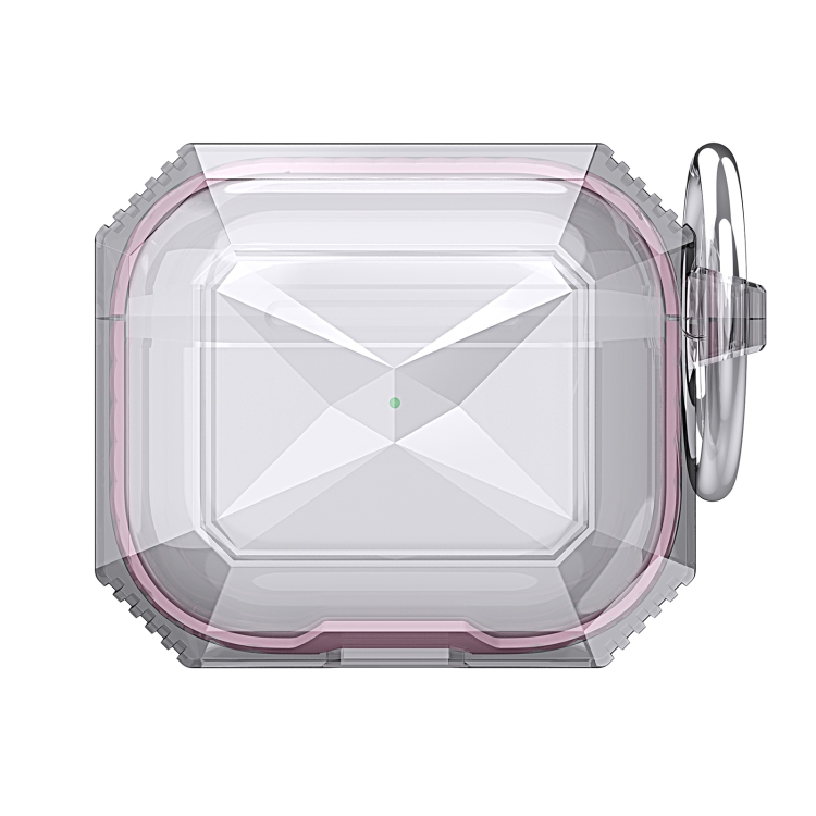 Transparent Two-color Anti-fall TPU Earphones Protective Case with Hook For AirPods 4(Pink)