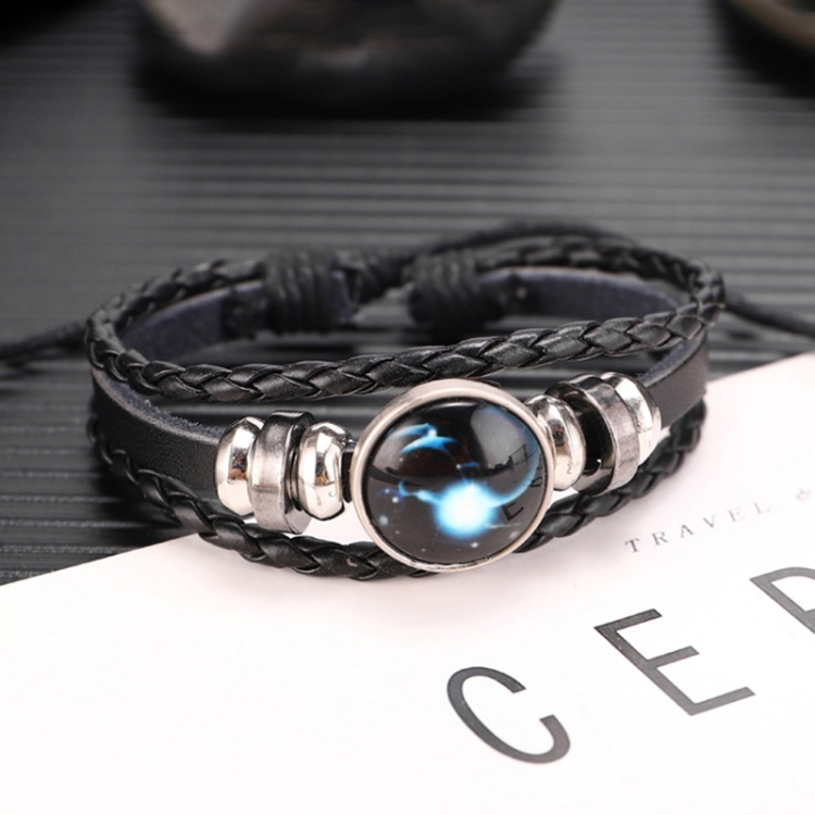 Twelve Constellations Multilayer Beaded Cowhide Bracelet, Style: Capricorn Luminous
