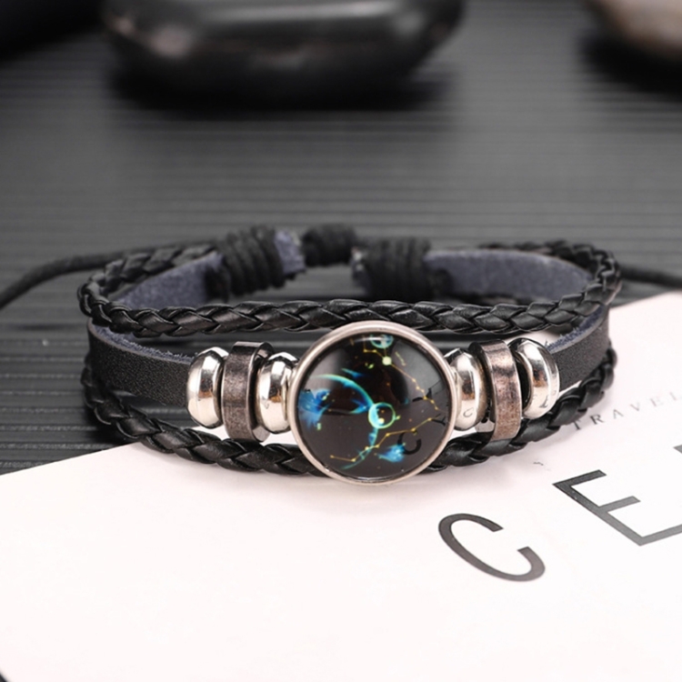 Twelve Constellations Multilayer Beaded Cowhide Bracelet, Style: Pisces Ordinary