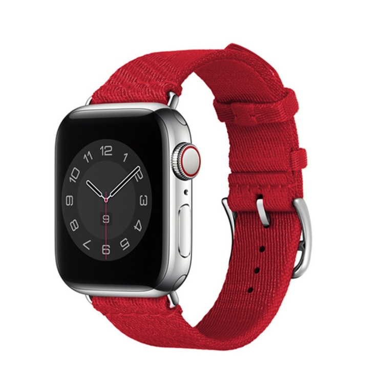 Two-color Nylon Braid Watch Band For Apple Watch Series 9&8&7 41mm / SE 3&SE 2&6&SE&5&4 40mm / 3&2&1 38mm(Rose Red)