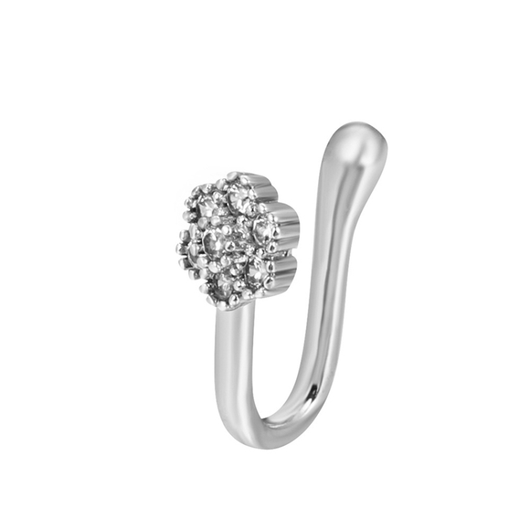 U-shaped Nose Clip Copper Inlaid With Zircon Nose Decoration, Color: G-184 Silver