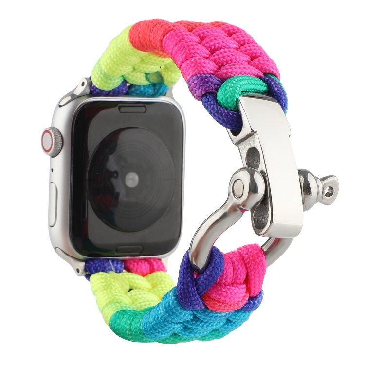 Umbrella Cord Rainbow Watch Band For Apple Watch Series 9&8&7 41mm / SE 3&SE 2&6&SE&5&4 40mm / 3&2&1 38mm(D)