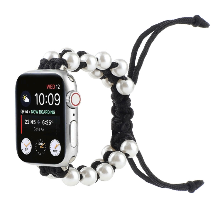 Umbrella Rope Bead Nylon Watch Band For Apple Watch Ultra 49mm&Watch Ultra 2 49mm / Series 9&8&7 45mm / SE 3&SE 2&6&SE&5&4 44mm / 3&2&1 42mm(Black)