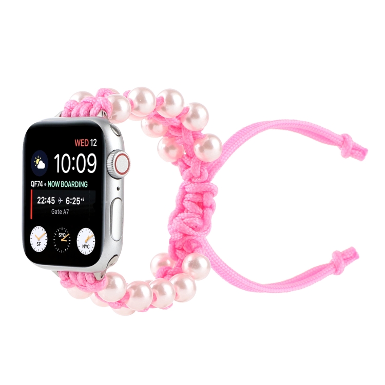 Umbrella Rope Bead Nylon Watch Band For Apple Watch Ultra 49mm&Watch Ultra 2 49mm / Series 9&8&7 45mm / SE 3&SE 2&6&SE&5&4 44mm / 3&2&1 42mm(Pink)