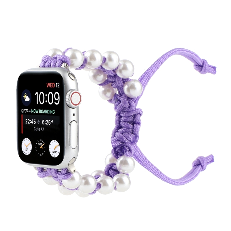 Umbrella Rope Bead Nylon Watch Band For Apple Watch Ultra 49mm&Watch Ultra 2 49mm / Series 9&8&7 45mm / SE 3&SE 2&6&SE&5&4 44mm / 3&2&1 42mm(Purple)