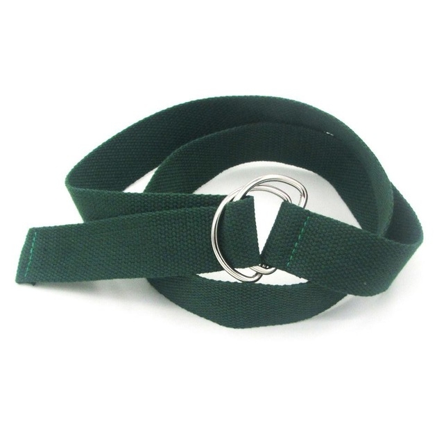 Unisex Canvas Waist Belts Double Rings Buckle Waistband Strap Belts Solid Casual Belt, Length:105 x 3.2cm(Green)