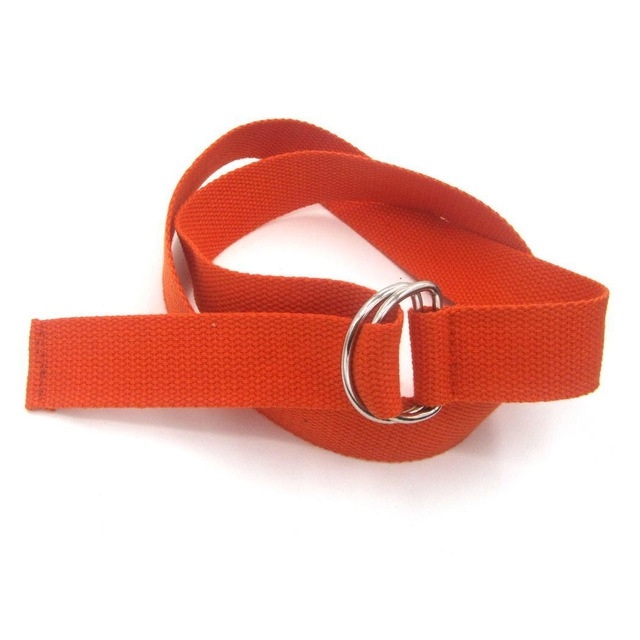 Unisex Canvas Waist Belts Double Rings Buckle Waistband Strap Belts Solid Casual Belt, Length:105 x 3.2cm(Orange)