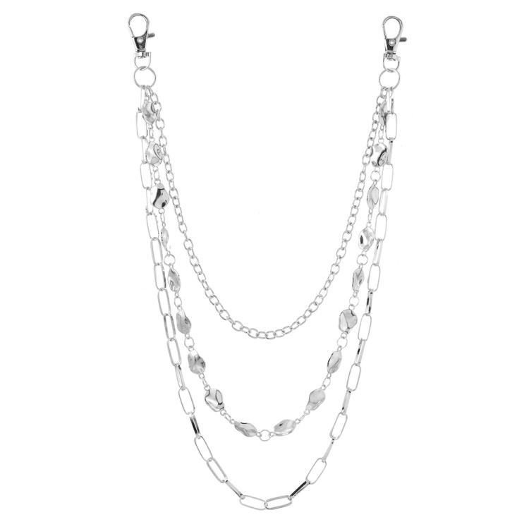 Unisex Layered Metal Waist Chains Gothic Street Dance Belt Accessory(Silver)