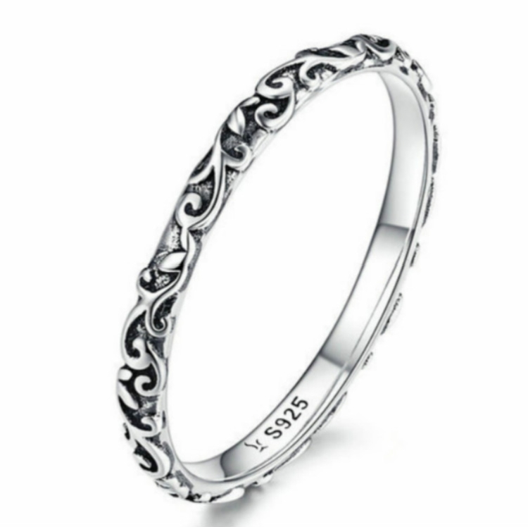 Vintage Pattern Sterling Silver Ring S925 Fashion Pattern Ring, Size:6 US Size