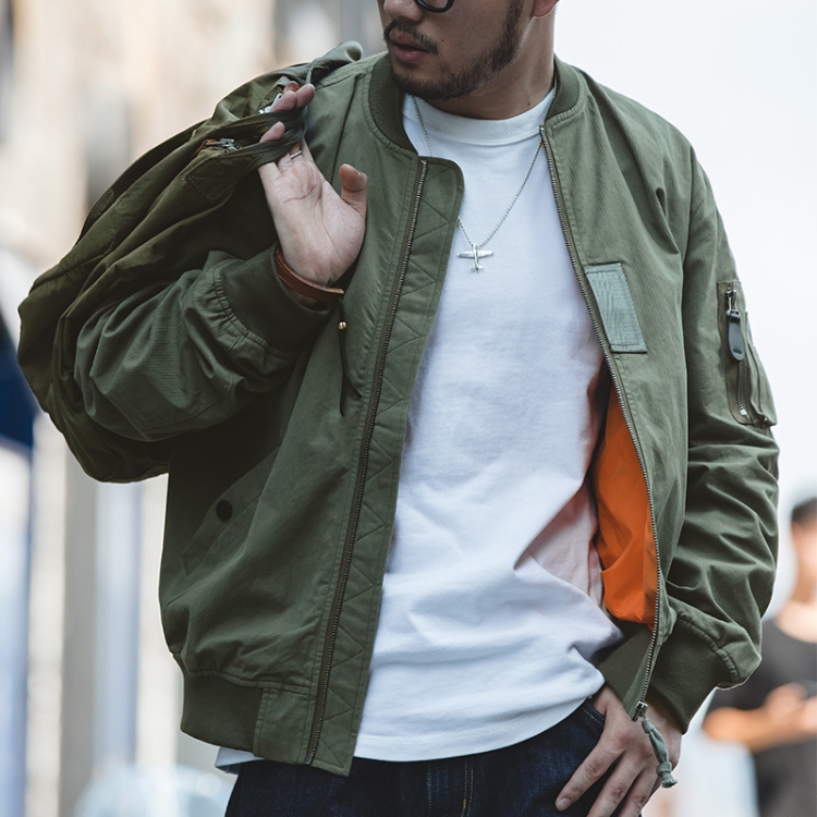 W2007119 Retro Bomber Jacket Autumn and Winter Casual Baseball Uniform, Size: XL(Green)
