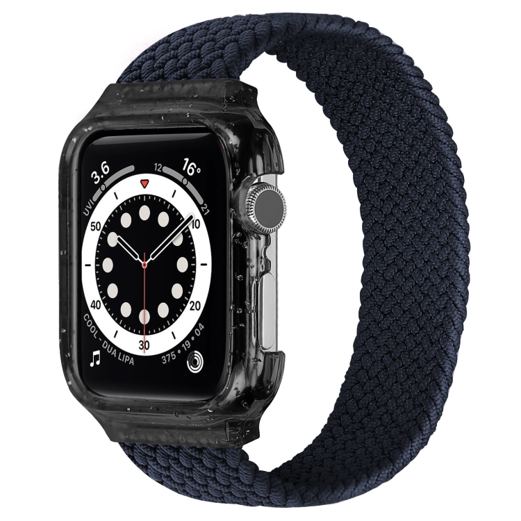Weave Wrist Strap Watch Bands with Frame For Apple Watch Series 7 45mm / & 6 & SE & 5 & 4 44mm, Length:150mm(Charcoal)