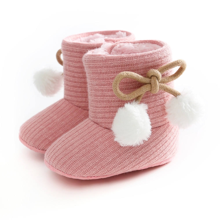 Winter Baby 0-1 Year Old Newborn Soft Bottom Plus Velvet Toddler Shoes, Size:Inner Length 13cm(Pink)
