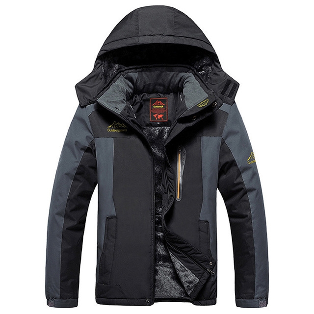 Winter Fleece Military Jackets Men Windproof Waterproof Outwear Parka Windbreaker Warm Coat, Size:XXL(Black)
