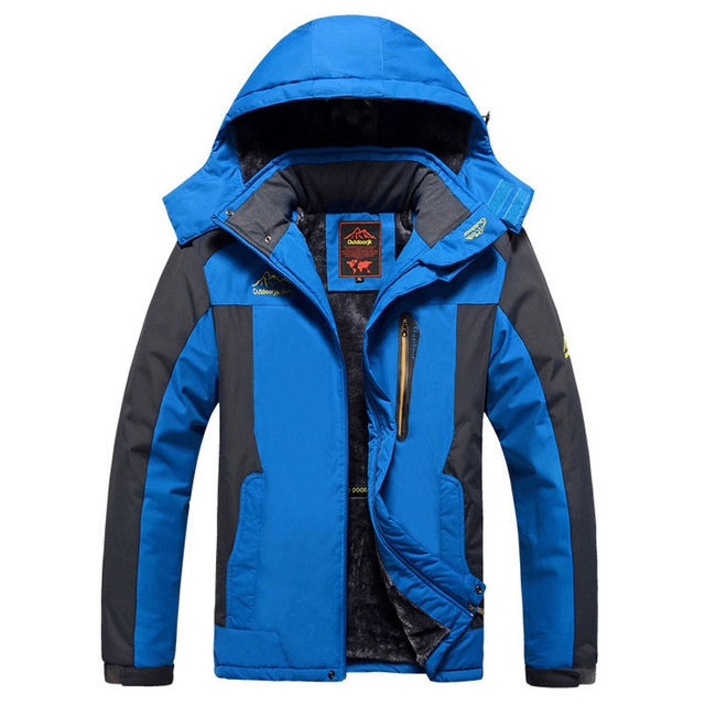 Winter Fleece Military Jackets Men Windproof Waterproof Outwear Parka Windbreaker Warm Coat, Size:XXL(Blue)