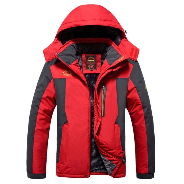 Winter Fleece Military Jackets Men Windproof Waterproof Outwear Parka Windbreaker Warm Coat, Size:XXXL(Red)