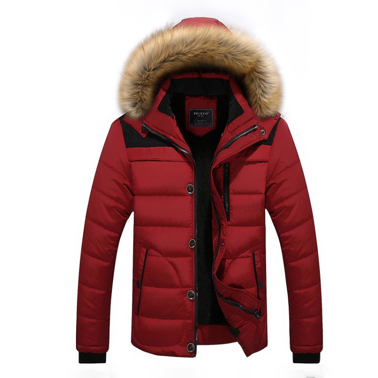 Winter Men Thick Slim Down Jackets Coats, Size: L(Red)