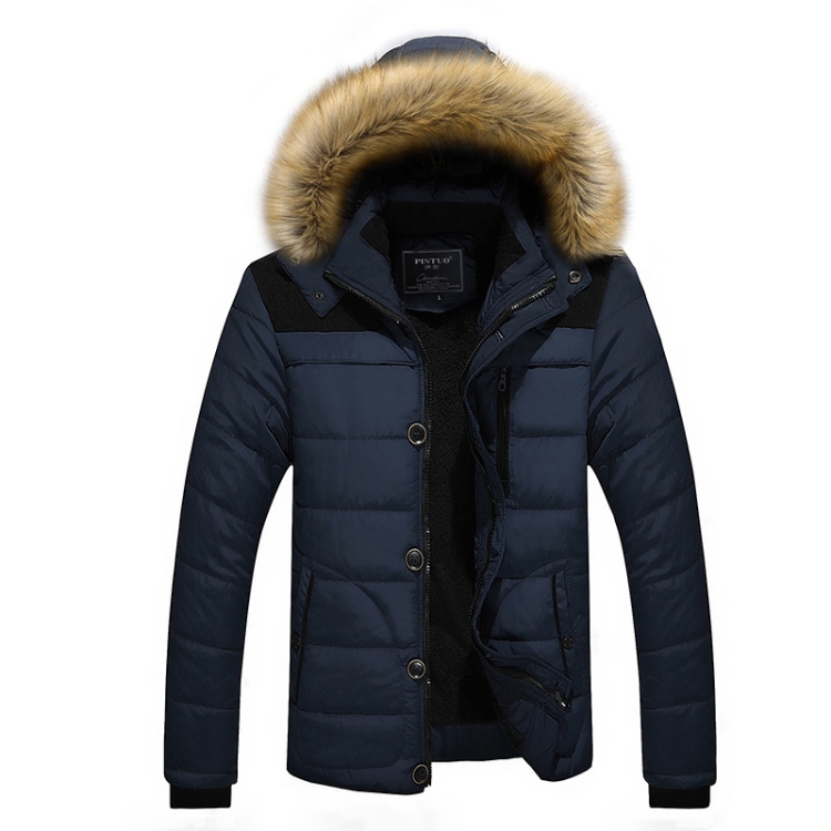 Winter Men Thick Slim Down Jackets Coats, Size: XL(Dark Blue)