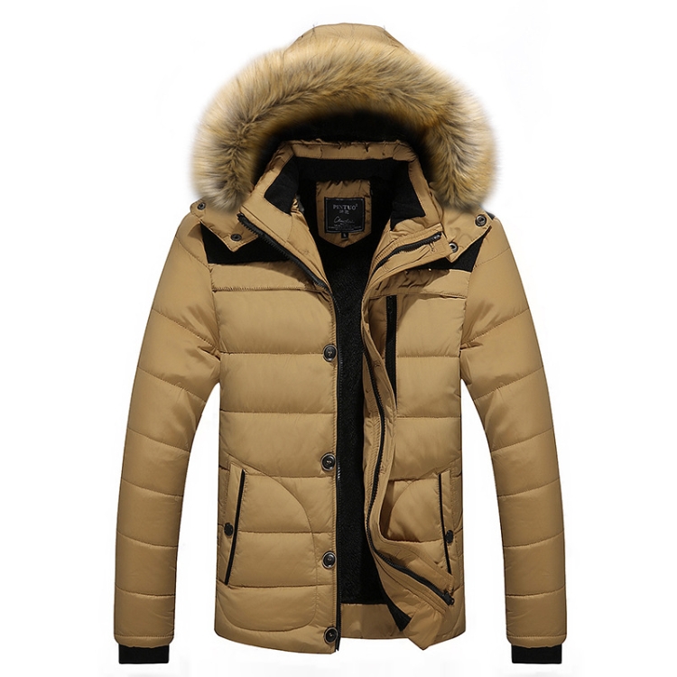 Winter Men Thick Slim Down Jackets Coats, Size: XL(Khaki)