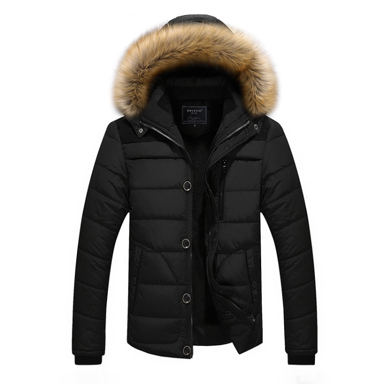 Winter Men Thick Slim Down Jackets Coats, Size: XXXXL(Black)