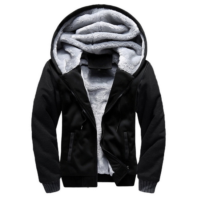 Winter Parka Men Plus Velvet Warm Windproof Coats Large Size Hooded Jackets, Size: XXL(Black)
