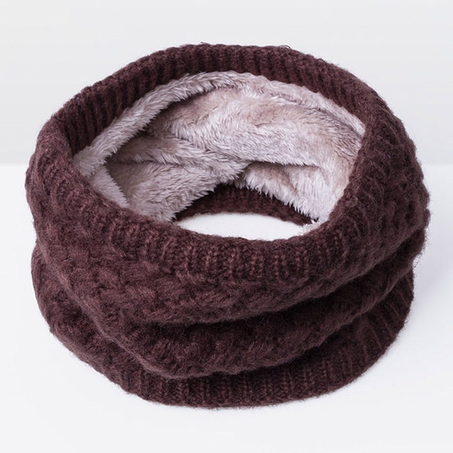Winter Plus Velvet Thicken Warm Pullover Knit Scarf, Size:47 x 22cm(Coffee)