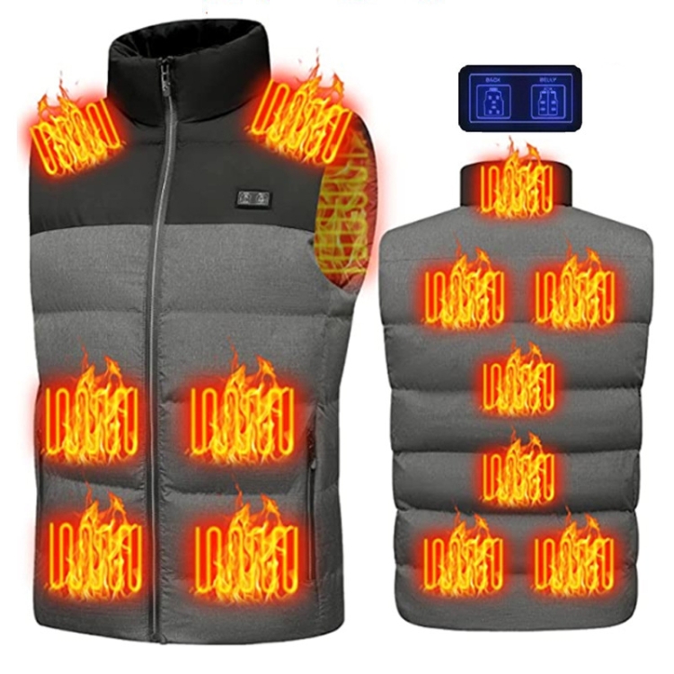 Winter Smart Dual-control 13-zone Charging Heating Vest, Size: XXL(Gray)