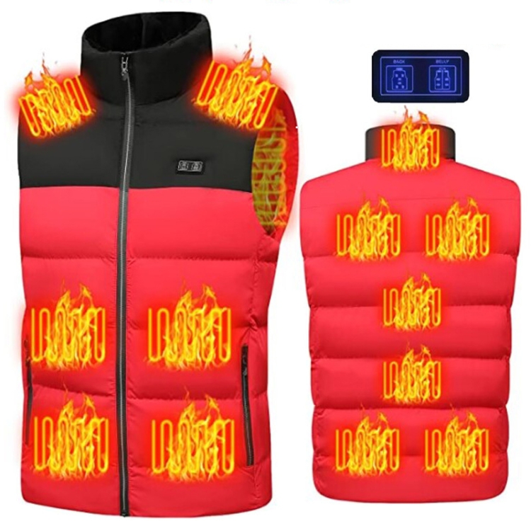 Winter Smart Dual-control 13-zone Charging Heating Vest, Size: XXXL(Red)