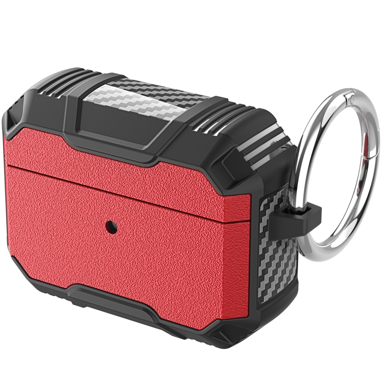 Wireless Earphone TPU + PC Shockproof Case with Hook For AirPods Pro(Red Black)