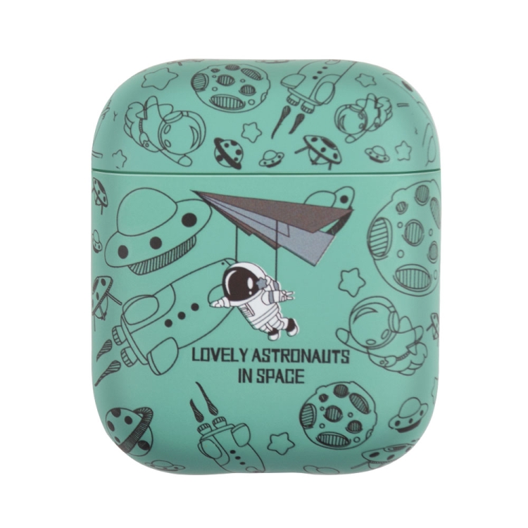 Wireless Earphone TPU Protective Case For AirPods 1 / 2(Green Paper Airplane Astronaut)