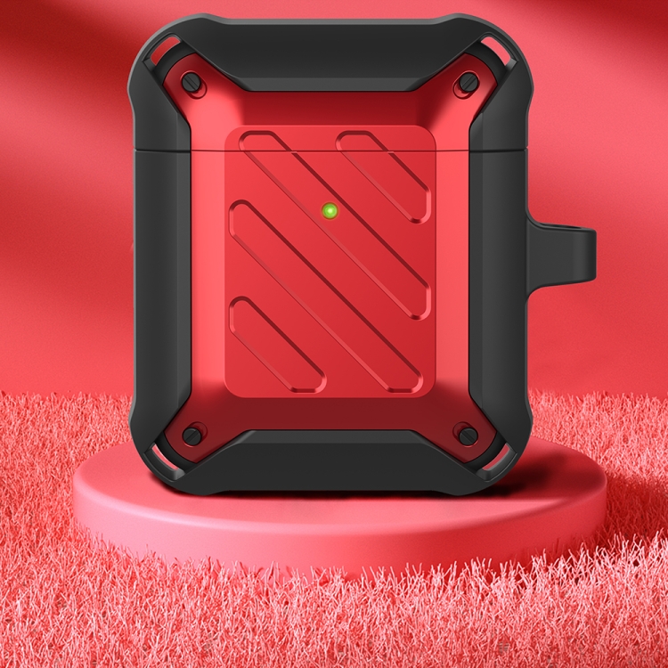 Wireless Earphones Shockproof Bumblebee Twill Silicone Protective Case For AirPods 1/2(Black Red)