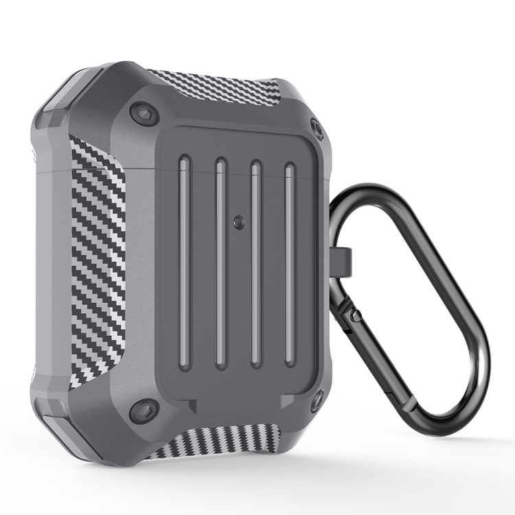 Wireless Earphones Shockproof Carbon Fiber Luggage TPU Protective Case For AirPods 1/2(Grey)