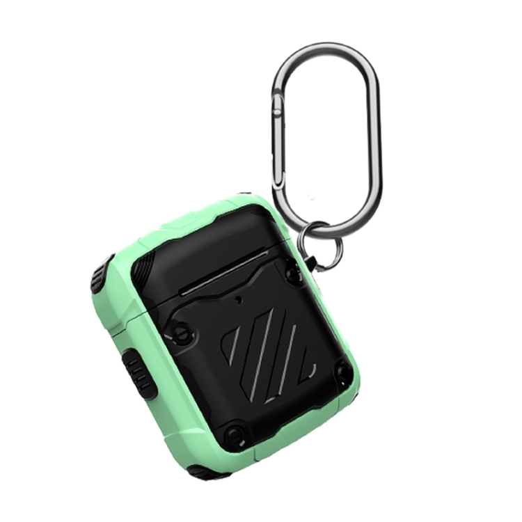 Wireless Earphones Three Defenses Transformers Second Generation Protective Case with Hook Up For AirPods 1/2(Green)