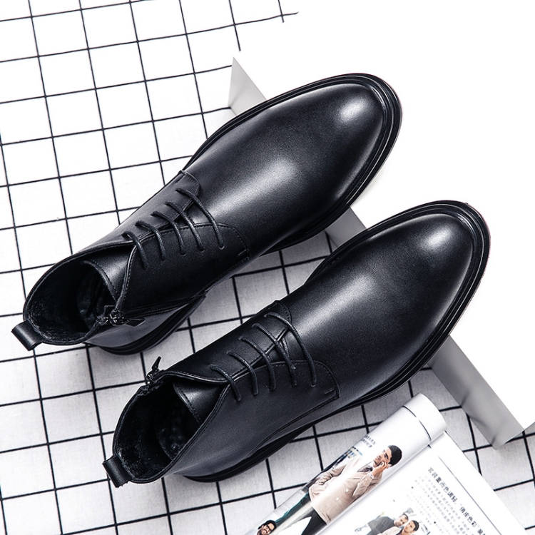 WJZ-G11 Men British Pointed Leather Shoes Business Casual Boots, Size: 38(Black)