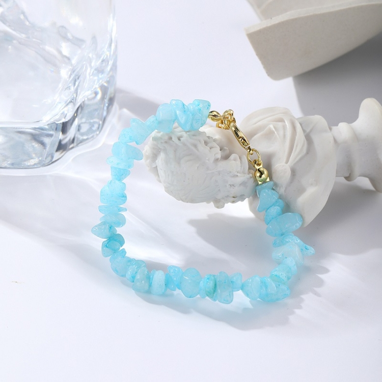 Women Boho Natural Gravel Beaded Bracelet Anklet(S2211-17 Blue)