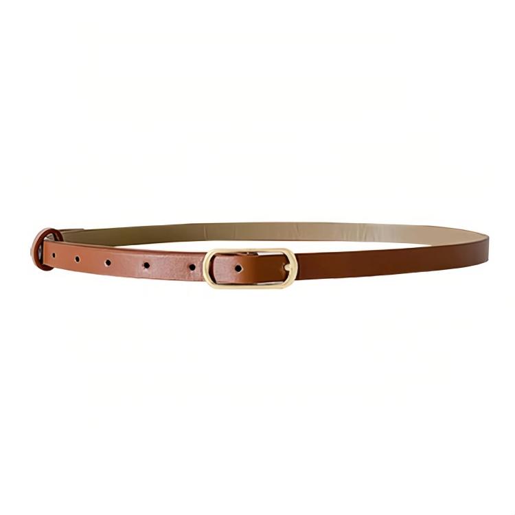 Women Dress-Embellished Denim PU Thin Belt, Color: Light Tan(105cm)