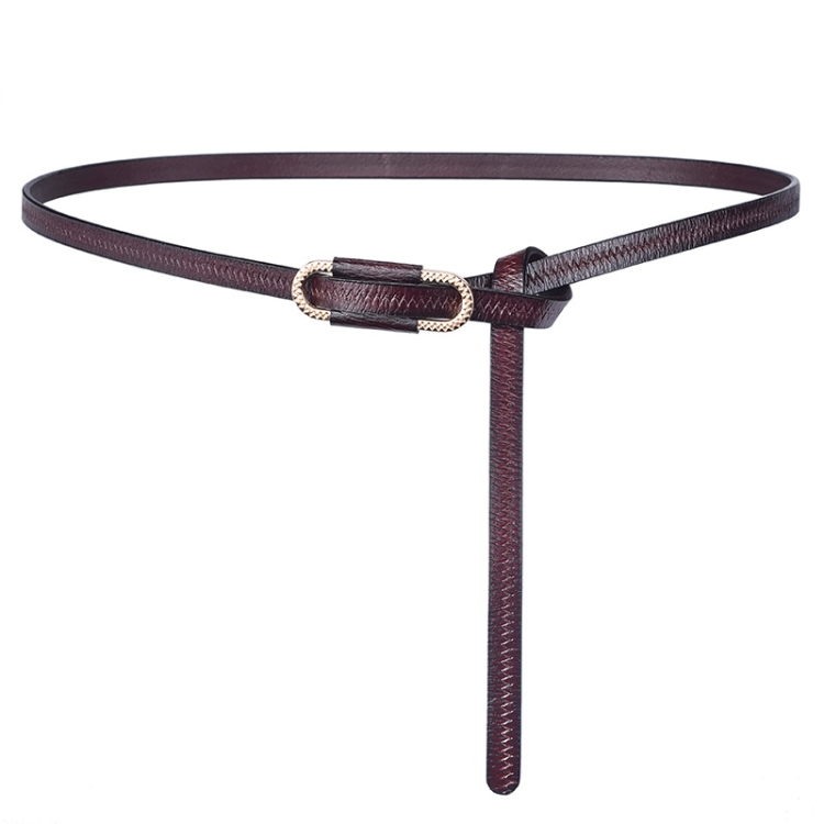 Women Knotted Leather Slim Waist Band Costume Matching Belt(Coffee)