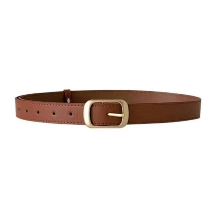Women Retro Minimalist Jeans Belt, Length: 110cm(Light Tan)