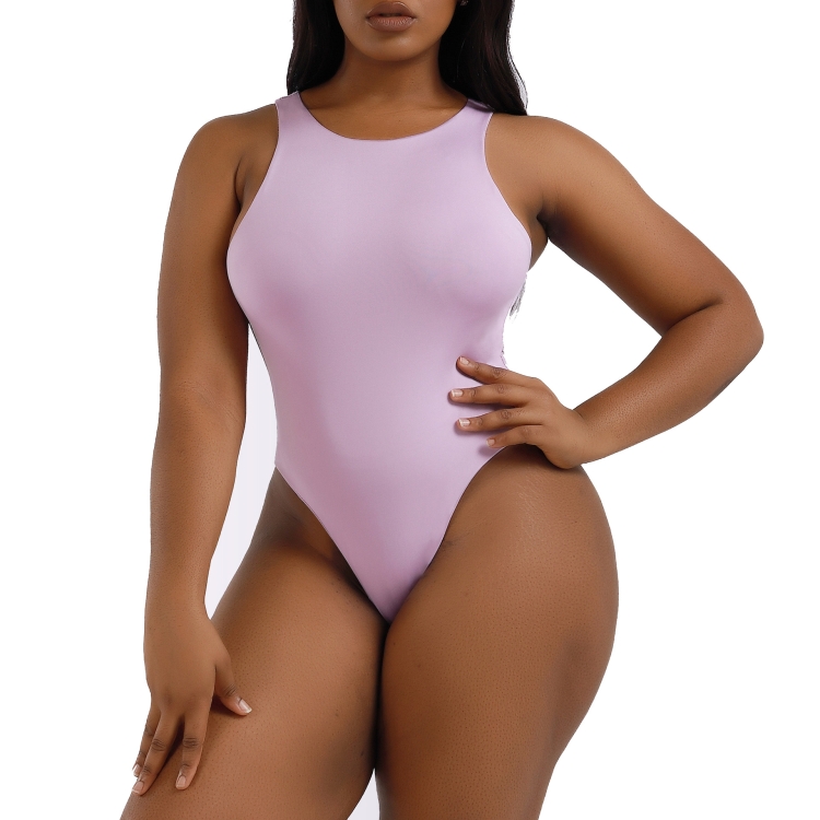 Women Sexy Sleeveless Slim Bodysuit Vest Jumpsuit, Size: XXXL(Purple)
