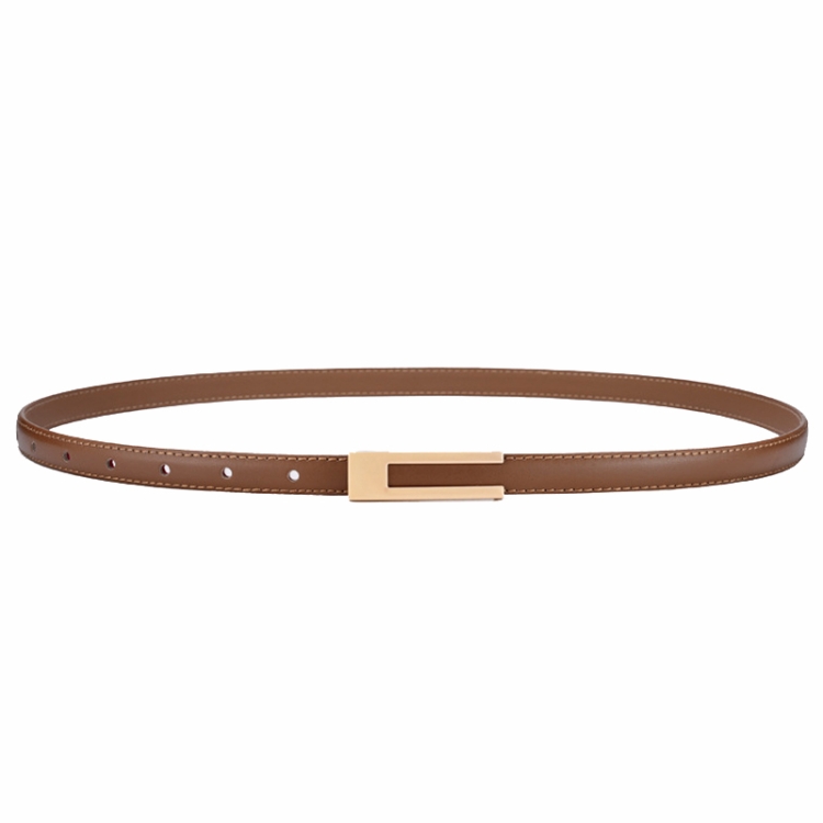 Women Thin Waist Belt Leather Decorative Clothing Slim Waist Versatile Belt(Caramel Colour)