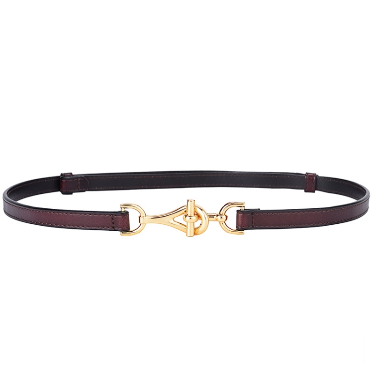 Women Thin Waistband Decoration Clothing Versatile Waist Chain Pair Buckle Retro Belt(Coffee)