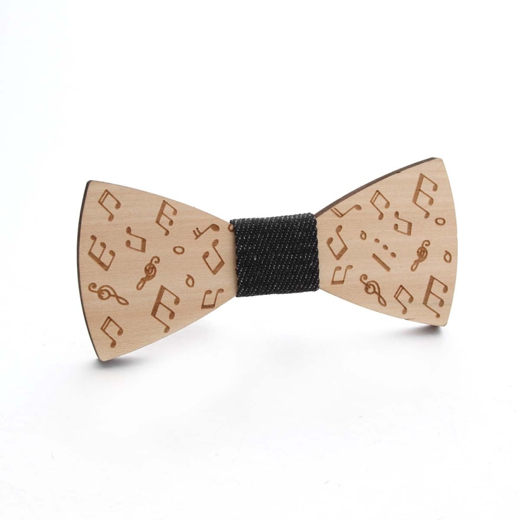 Wooden Bow Tie Men Bow Clothing Decoration, Color: Music Black
