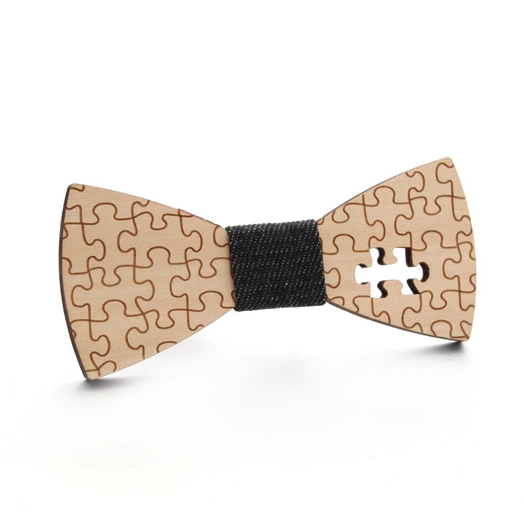 Wooden Bow Tie Men Bow Clothing Decoration, Color: Puzzle Black