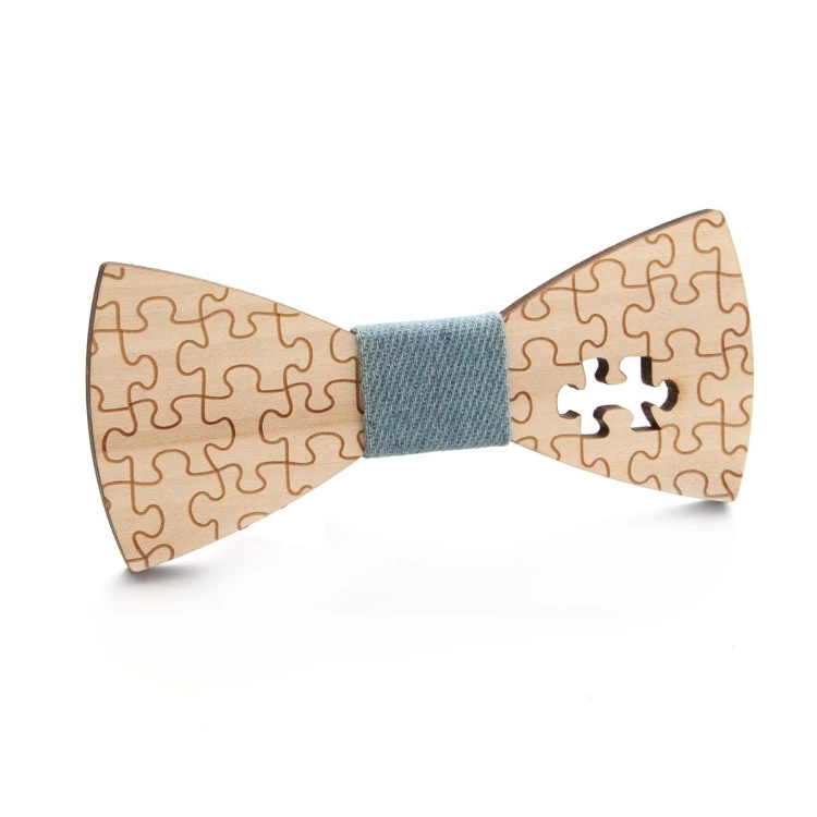 Wooden Bow Tie Men Bow Clothing Decoration, Color: Puzzle Blue